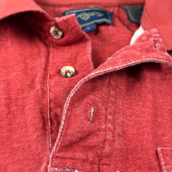 Vintage 90s Roper Bull Graphic Polo Shirt Mens L Rust Red Western Cowboy Rodeo - Picture 4 of 12